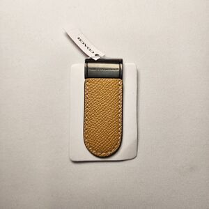NWT COACH CM180 LEATHER MONEY CLIP in GUNMETAL & FLAX